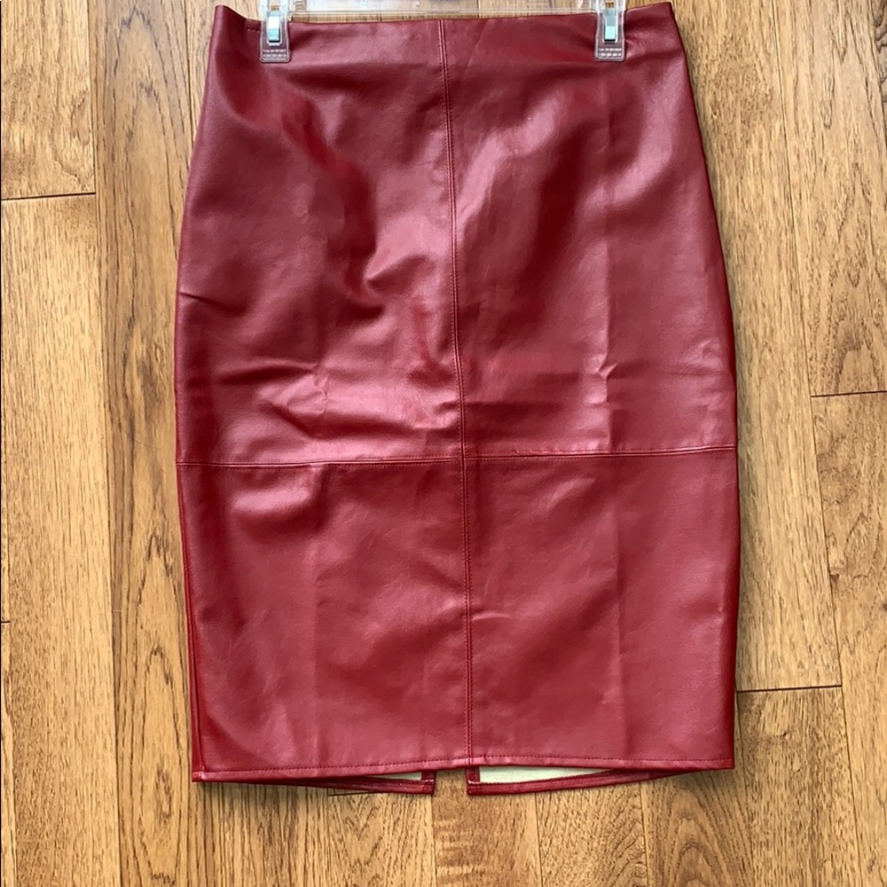 Lulu’s Red Pleather Red High Waisted Skirt